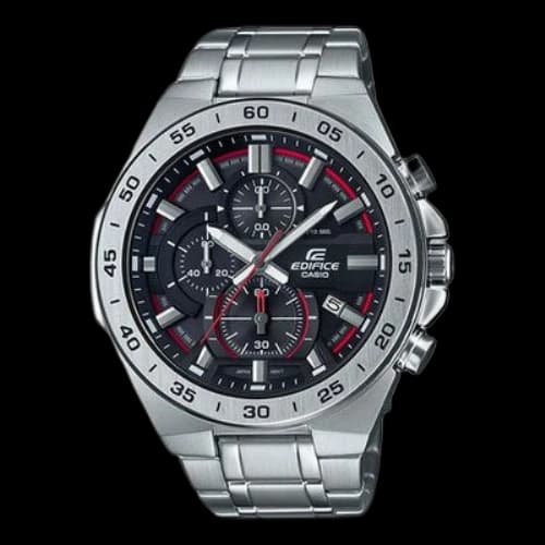 CASIO EDIFICE Stainless Steel Strap Black Dial Mens Black Analog