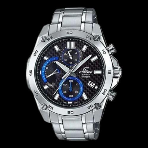 CASIO EDIFICE 100 Meter Waterproof Quartz Movement Stainless Steel Strap Watch Black Mens