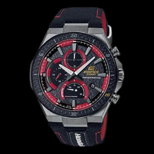 CASIO EDIFICE Leisure Waterproof /Red Solar Powered Mens Black Analog