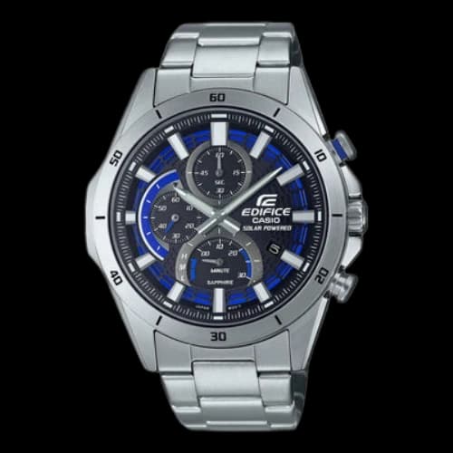 CASIO Waterproof Sports EDIFICE Solar Powered Mens Silver Analog