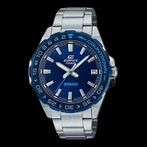 CASIO EDIFICE Men'ses Silver/Blue Mens SilverBlue Analog