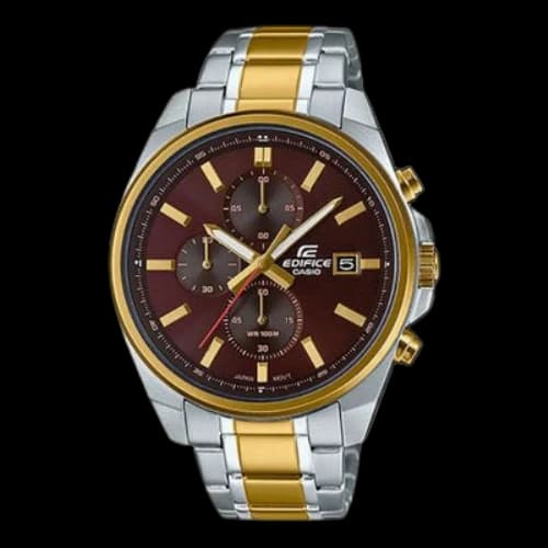 CASIO EDIFICE Quartz Waterproof Mens Gold Analog