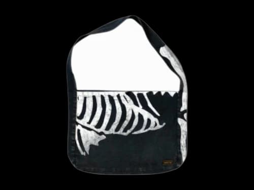 Kapital 14 Oz Denim Bone Print Book Bag Black