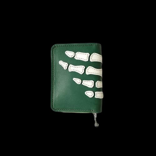 Kapital Thumbs Up Bone Hand Zip Mini Wallet 'Green'