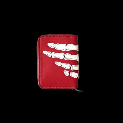 Kapital Thumbs Up Bone Hand Zip Mini Wallet 'Red'