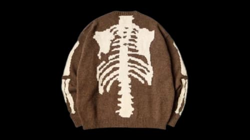 Kapital 5G Wool Bone Crewneck Sweater Brown