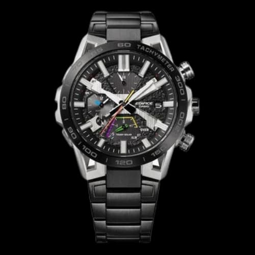 CASIO EDIFICE Fashion Waterproof Quartz Movement Stainless Steel Strap Watch 55.6*47.8*10.8mm Black Mens