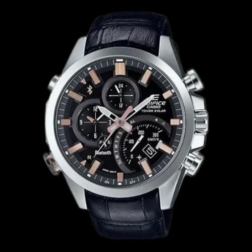 CASIO EDIFICE Series Fashion Waterproof Quartz Movement Leather 48mm Watch Black Belt Mens