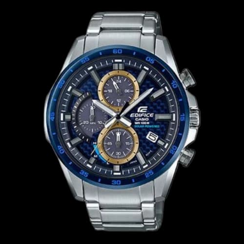 CASIO Waterproof Solar Powered Quartz EDIFICE Sapphire Crystal Blue Unisex Mens Royal Blue Analog