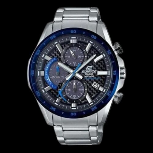 CASIO EDIFICE Quartz Solar Powered Stainless Steel Strap Sports Mens Black Analog