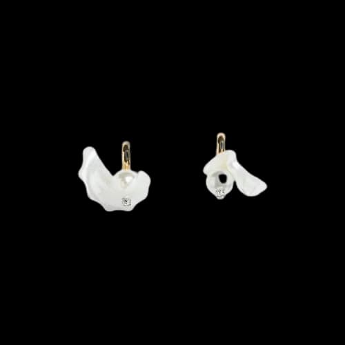 Simone Rocha Mother Of Pearl Hoop Earrings 'Crystal'