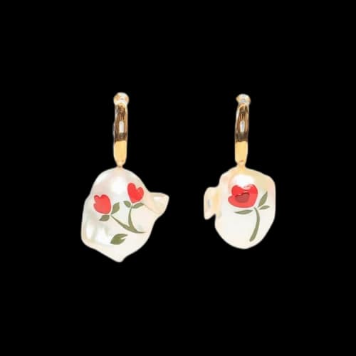 Simone Rocha Large Baroque Pearl Earring 'Red Multicolor'