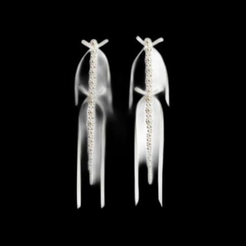 Simone Rocha XL Double Bow Ribbon Drip Earrings 'Pearl/Ivory'