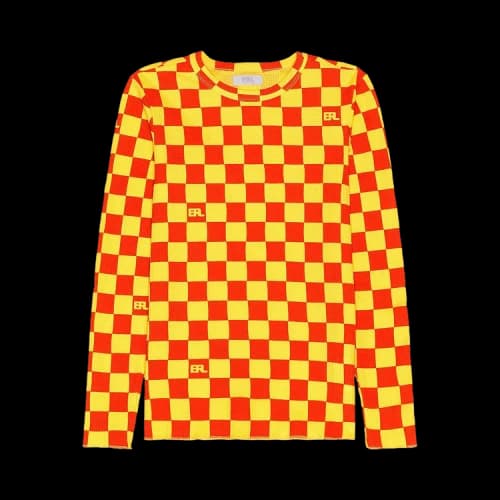 ERL Checker Print Waffle Long-Sleeve T-Shirt 'Orange'