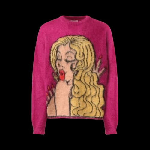 ERL Kiss Intarsia Sweater 'Fuchsia'