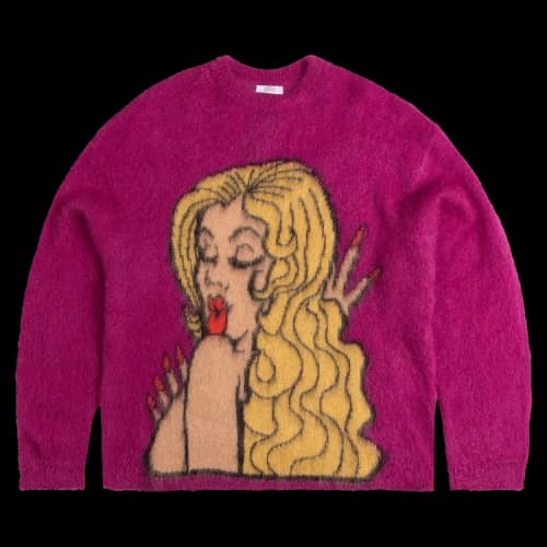 ERL Kiss Mohair Intarsia Sweater 'Fuscia'