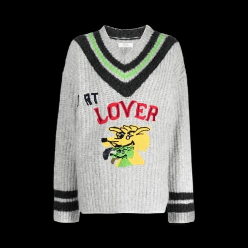 ERL Hurt Lover Varsity V Neck Jumper 'Grey'