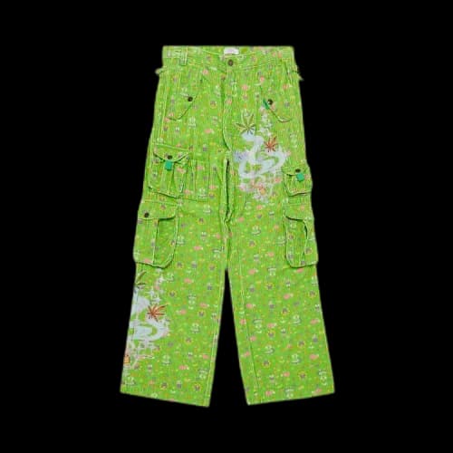 ERL Corduroy Printed Cargo Pants 'Green'