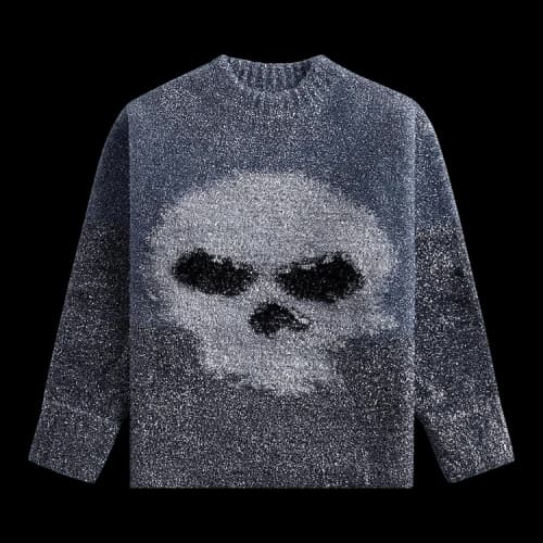 ERL Glitter Skull Intarsia Pullover 'Silver'