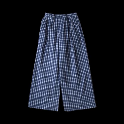 ERL Check Pleated Tailored Pants 'Navy'