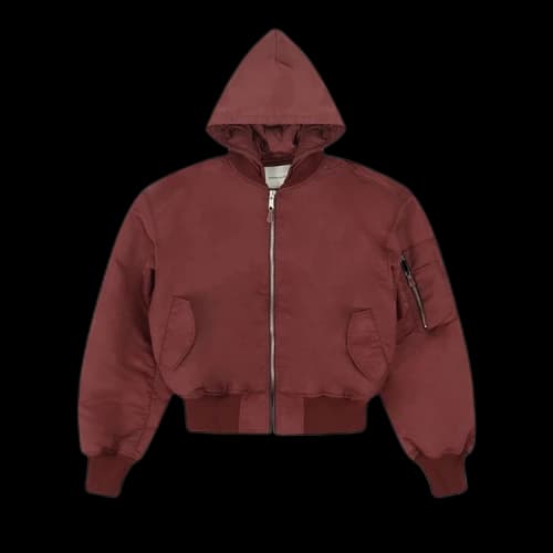 Entire Studios Hooded Broad Bomber Jacket 'Garnet'