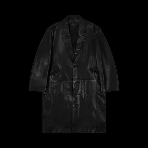 Entire Studios Single Breasted Coat 'Black Leather'