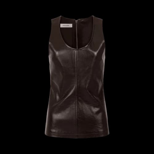 Entire Studios Leather Tank Top 'Dark Brown'