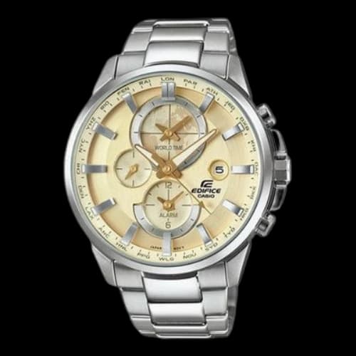 CASIO EDIFICE Stainless Steel Strap Mens SilverWhite Analog