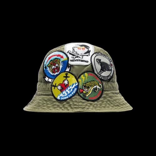 Emotionally Unavailable Patches Bucket Hat 'Military Green'