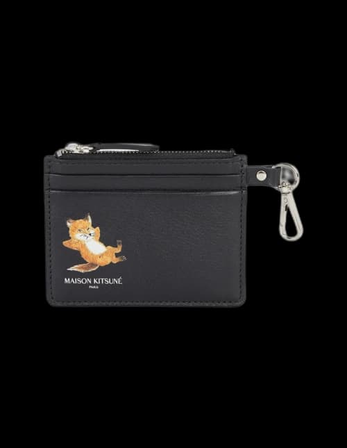 Maison Kitsune Chillax Fox Zipped Card Holder Black