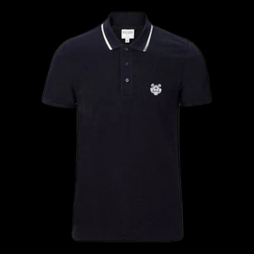 KENZO Tiger Head logo Cotton Short Sleeve Black Polo Shirt