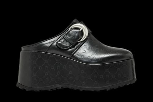 Marine Serre Moonogram Leather Clogs 'Black Embossed' (Women's)