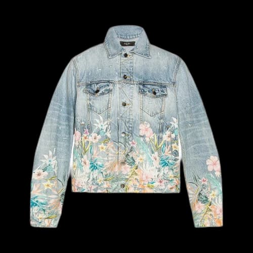 Amiri Floral Leaf Denim Trucker Jacket 'Indigo'