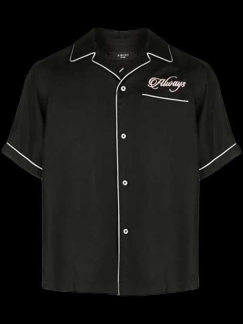 AMIRI Loving You Satin Pajama Shirt Black