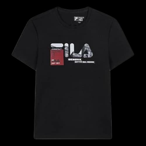 FILA Subject Printing Short Sleeve Black T-Shirt