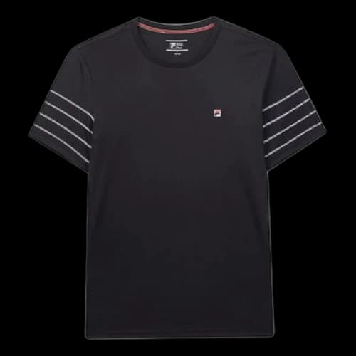 FILA Stripe Round Neck Casual Sports Short Sleeve Blue