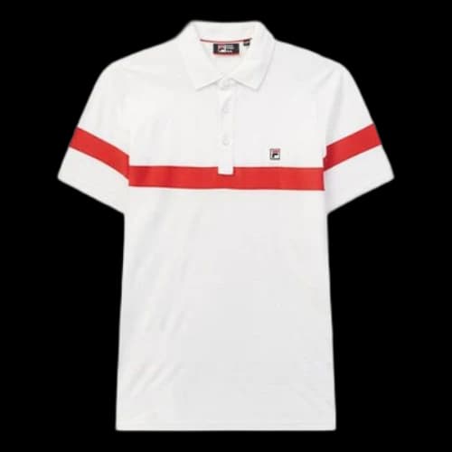 Yellow FILA Logo Printing Contrasting Colors Sports Short Sleeve Polo Shirt White