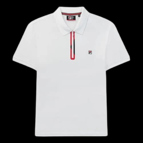 FILA Logo Printing Breathable Short Sleeve Polo Shirt White