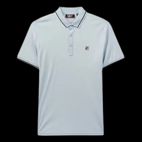 FILA Logo Solid Colour Sports Short Sleeve Knitted Polo Shirt For Men Blue