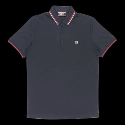 FILA Logo Solid Color Sports Short Sleeve Knitted Polo Shirt For Men Blue