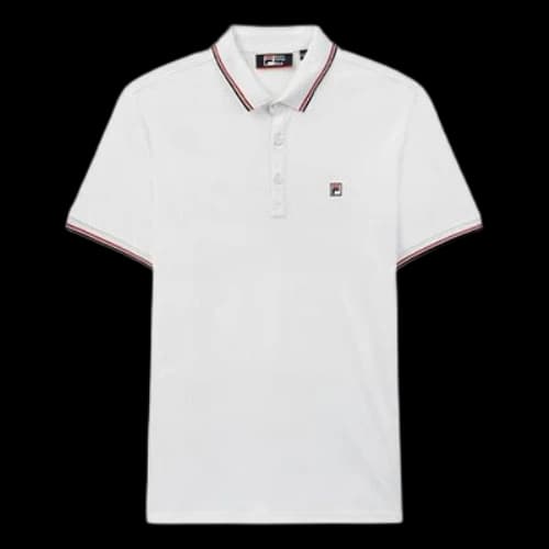 FILA Logo Solid Color Sports Short Sleeve Knitted Polo Shirt For Men White