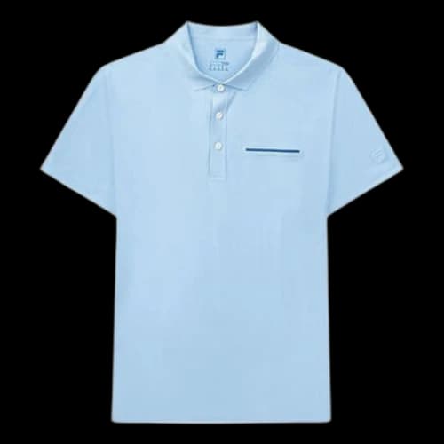 FILA Logo Knit Breathable Short Sleeve Polo Shirt Blue