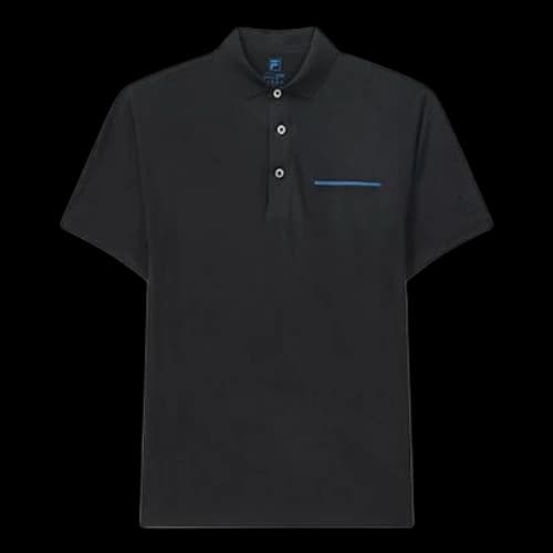 FILA Logo Knit Breathable Short Sleeve Polo Shirt Blue