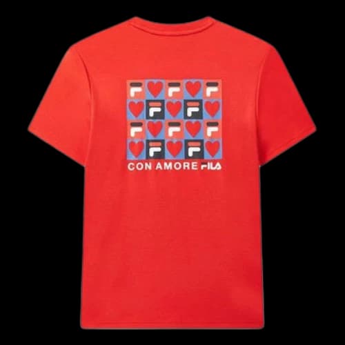 FILA Back Heart Shape Printing Pattern Short Sleeve Red