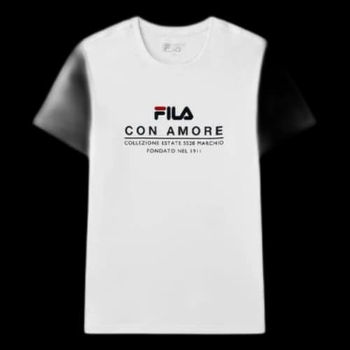 FILA Logo Letter Print Crewneck Loose Short Sleeve Men's White