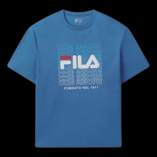 FILA Logo Alphabet Printing Short Sleeve Blue