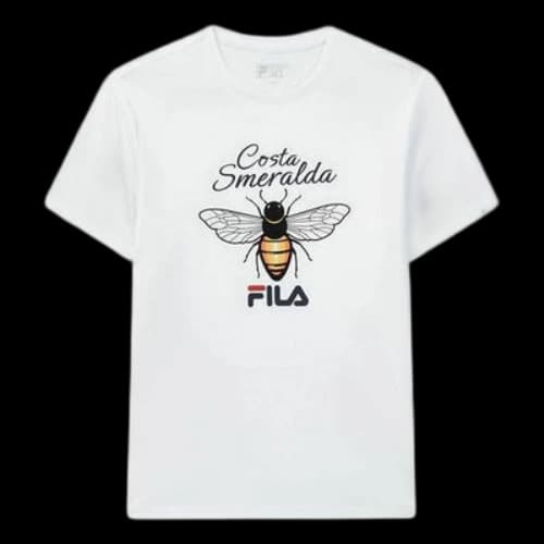 FILA Chest Small Bee Pattern Printing Short Sleeve White T-Shirt