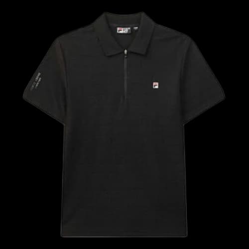 FILA Half Zipper Casual Sports Short Sleeve Polo Shirt Black