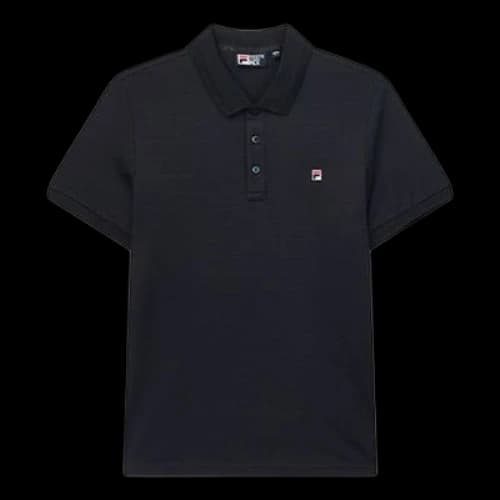 FILA Logo Embroidered Logo Short Sleeve Polo Shirt Navy Blue