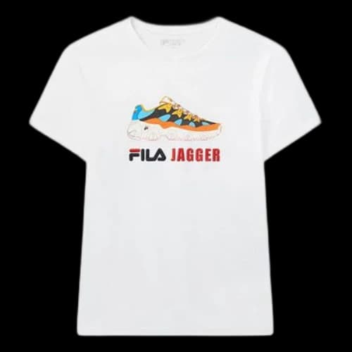 FILA Jagger Casual Sports Pattern Printing Round Neck Short Sleeve White